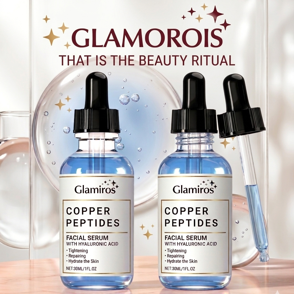Glamiros Advanced Copper Peptide (GHK-Cu) Anti-Aging Serum – Infused with Hyaluronic Acid for Firming & Wrinkle Reduction