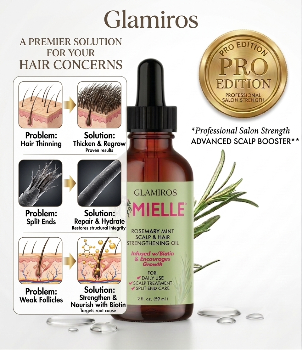 Glamiros | Rosemary Mint Scalp & Hair Strengthening Oil