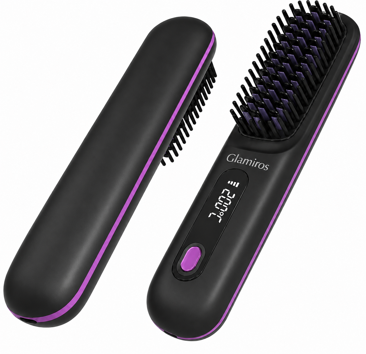 Glamiros| Go Brush Pro Portable Cordless Hair Straightener Brushs for Travel, with 30s Fast Heat, 3 Temperature Settings
