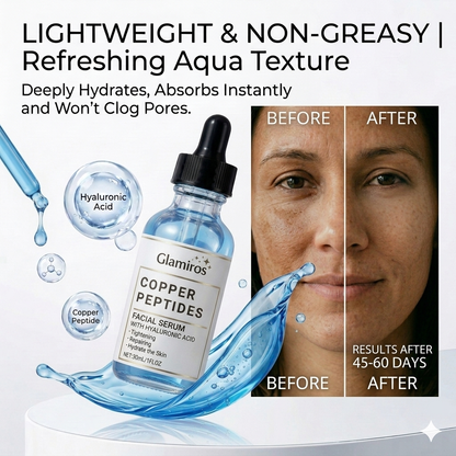 Glamiros Advanced Copper Peptide (GHK-Cu) Anti-Aging Serum – Infused with Hyaluronic Acid for Firming & Wrinkle Reduction
