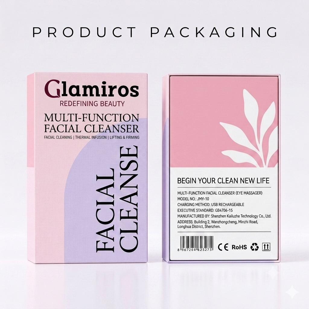 Glamiros Ultrasonic Silicone Facial Cleansing Brush – Electric Deep Face Cleanser