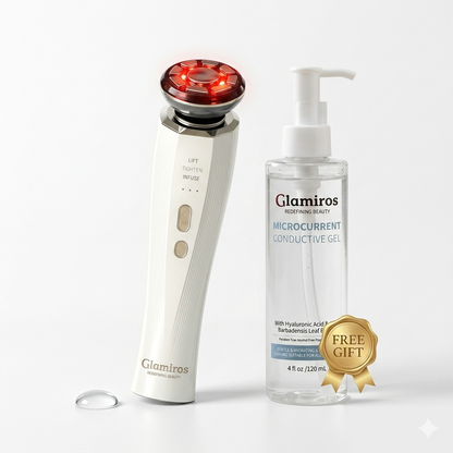 Glamiros Pro | 3-in-1 Skin Tightening Device True Beauty Glow Facial Massager Red Light Therapy for Face and Neck