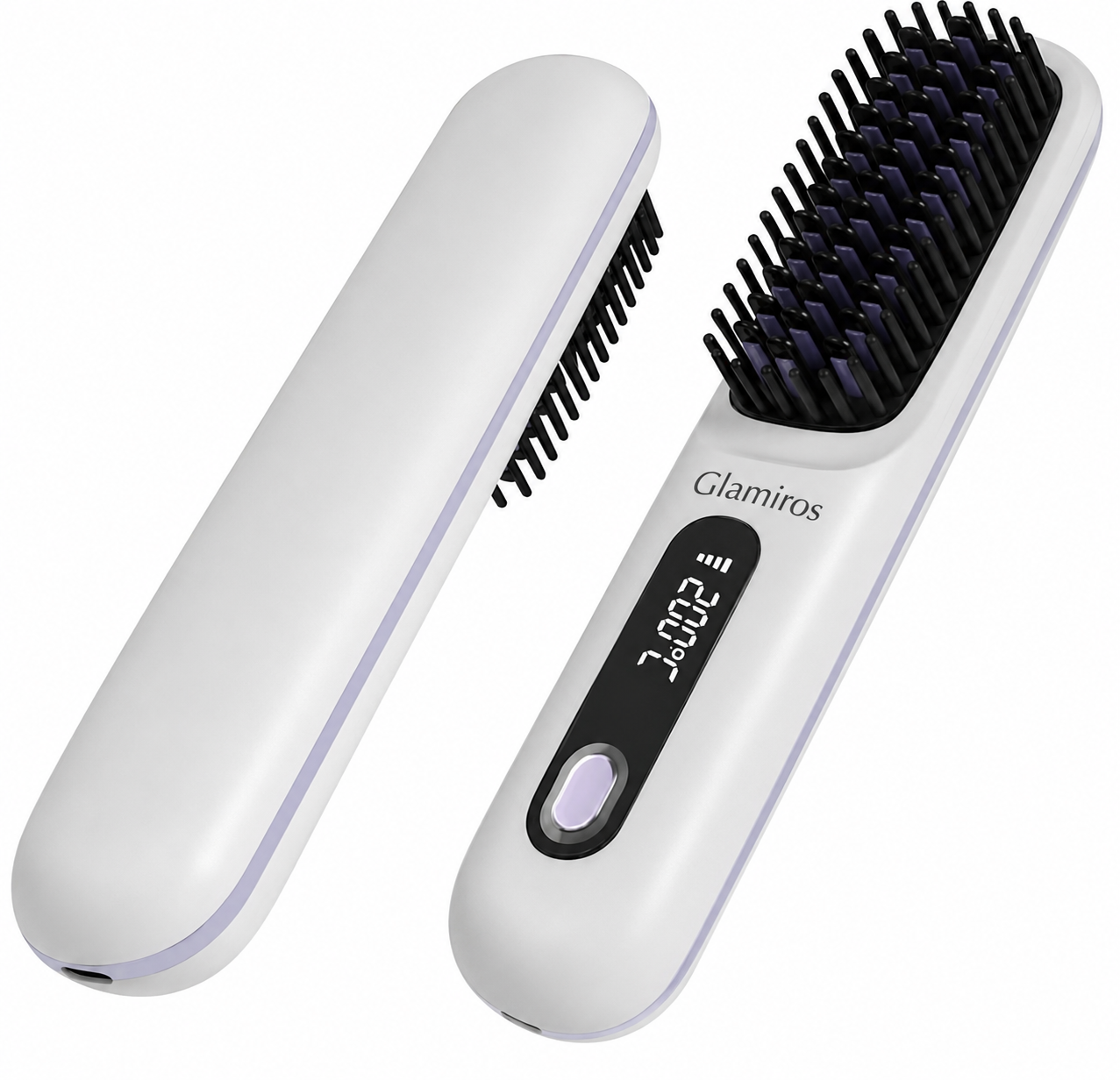Glamiros| Go Brush Pro Portable Cordless Hair Straightener Brushs for Travel, with 30s Fast Heat, 3 Temperature Settings
