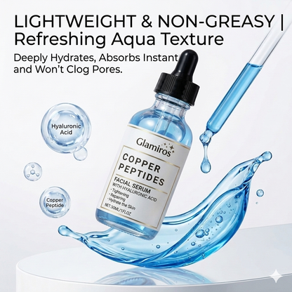 Glamiros Advanced Copper Peptide (GHK-Cu) Anti-Aging Serum – Infused with Hyaluronic Acid for Firming & Wrinkle Reduction