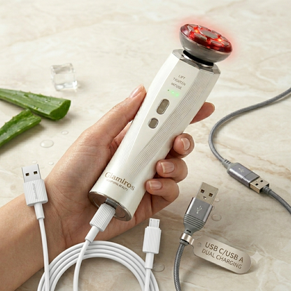 Glamiros Pro | 3-in-1 Skin Tightening Device True Beauty Glow Facial Massager Red Light Therapy for Face and Neck
