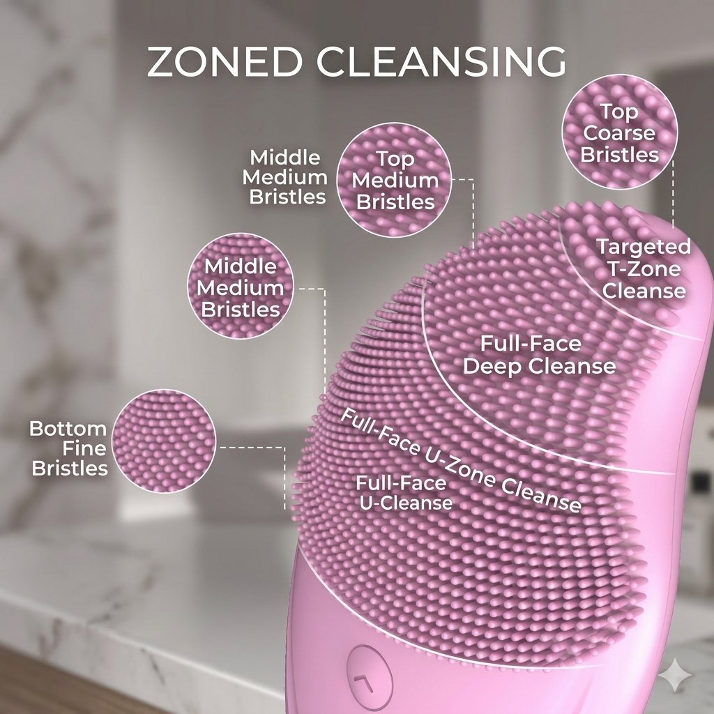 Glamiros Ultrasonic Silicone Facial Cleansing Brush – Electric Deep Face Cleanser
