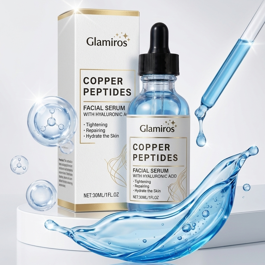 Glamiros Advanced Copper Peptide (GHK-Cu) Anti-Aging Serum – Infused with Hyaluronic Acid for Firming & Wrinkle Reduction